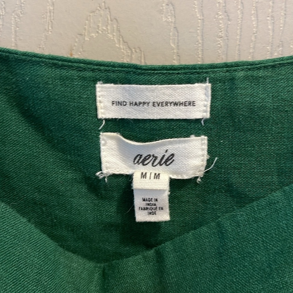 Aerie green linen, baby doll dress. Size Md. - Picture 2 of 5